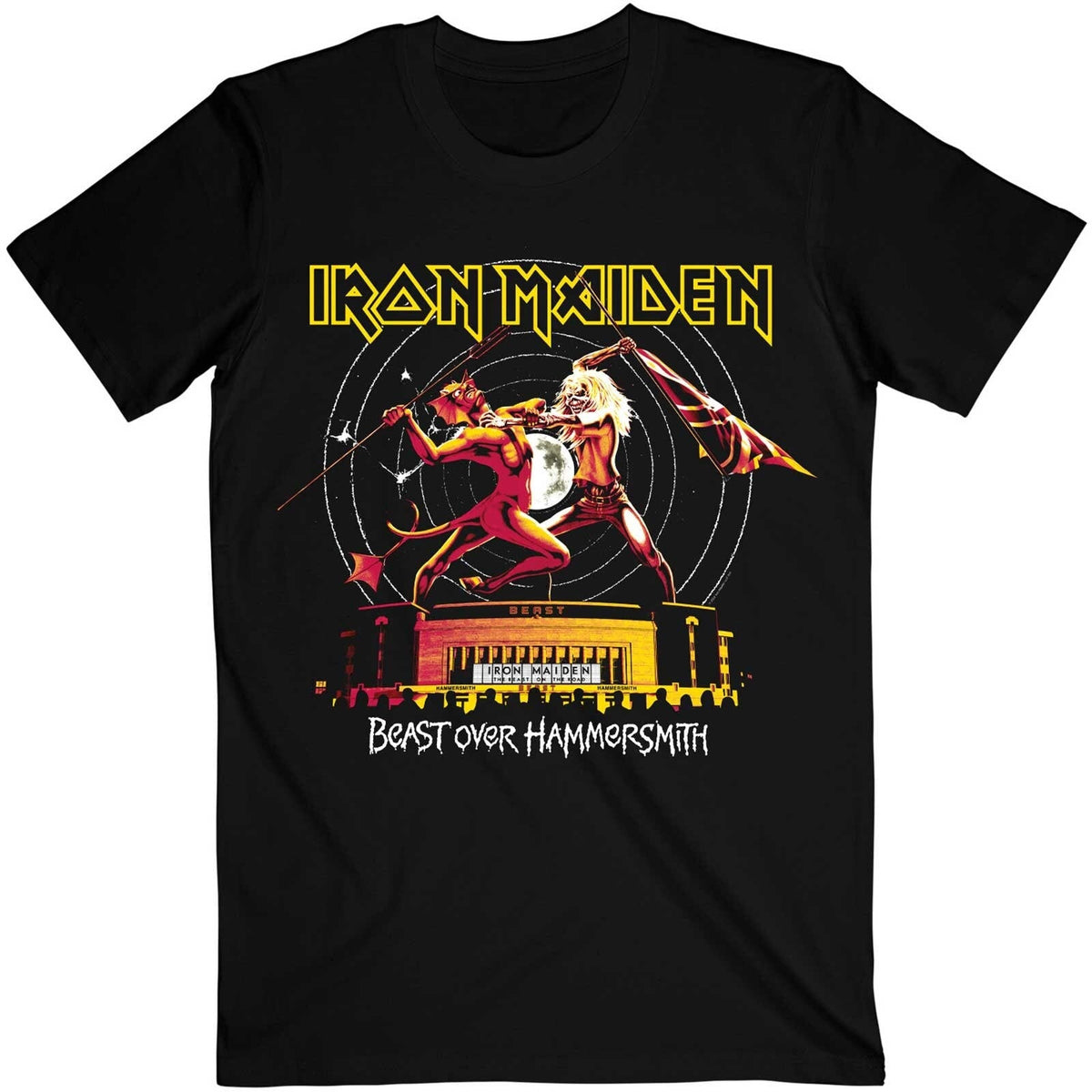 Iron Maiden Adult T-Shirt - Beast Over Hammersmith Eddie & Devil Tonal - Official Licensed Design - Worldwide Shipping - Jelly Frog
