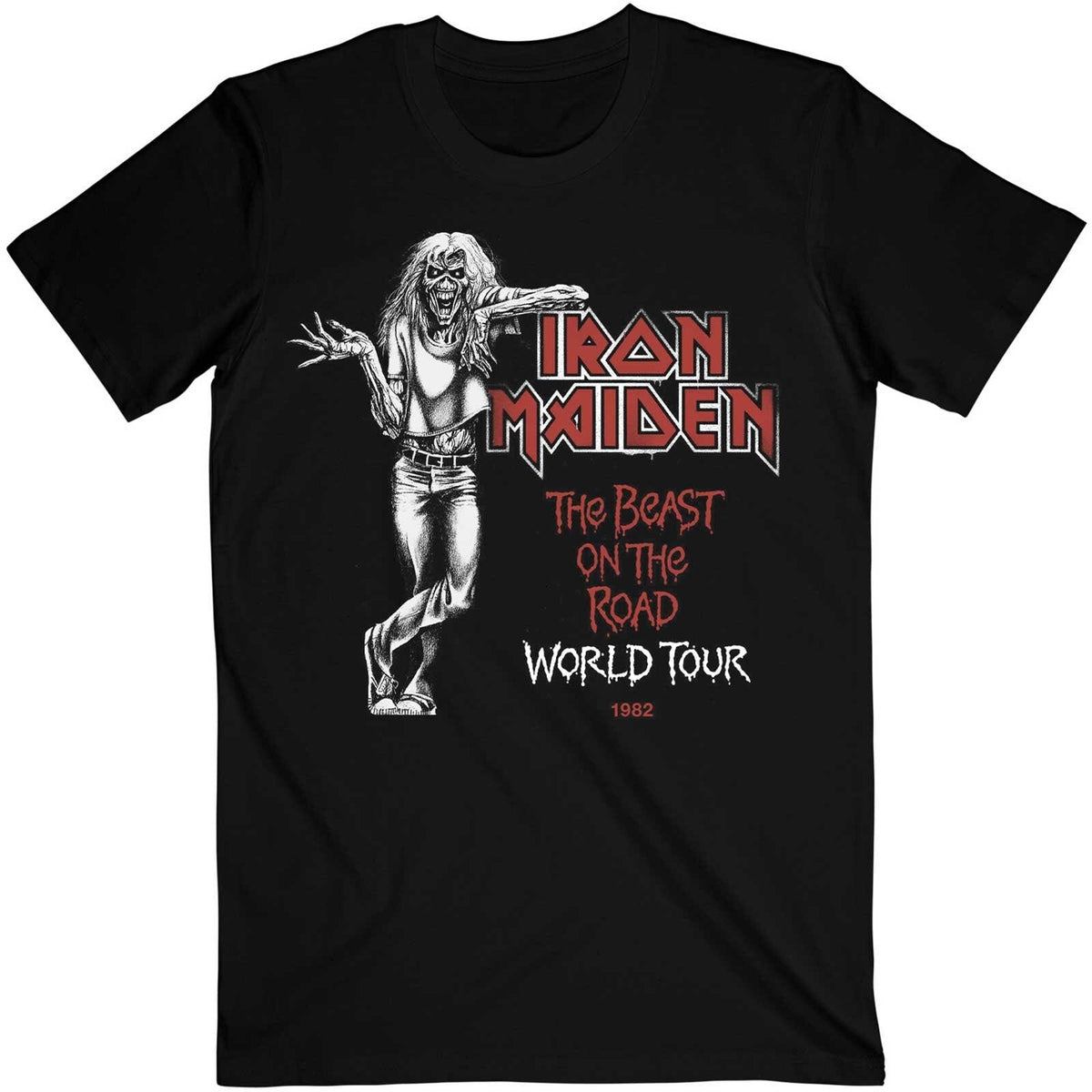Iron Maiden Adult T-Shirt - Beast Over Hammersmith World Tour '82 - Official Licensed Design - Worldwide Shipping - Jelly Frog