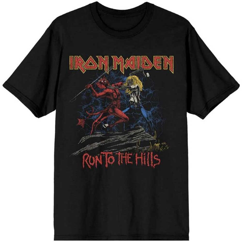 Iron Maiden Adult T-Shirt - Number of the Beast Run to the Hills Distress - Official Licensed Design - Worldwide Shipping - Jelly Frog
