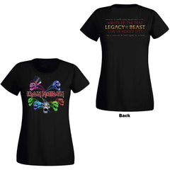 Iron Maiden Ladies T-Shirt - Legacy of the Beast Live Album Skulls - Official Licensed Design - Jelly Frog