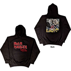 Iron Maiden Unisex Hoodie- Number of the Beast One Faded Logo Vintage (Back Print)- Official Licensed Design - Jelly Frog