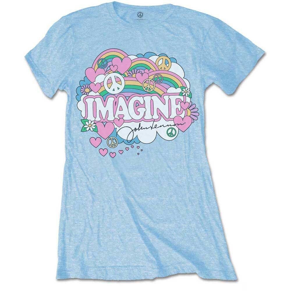 John Lennon Ladies T-Shirt - Rainbows, Love & Peace Design - Official Licensed Design - Worldwide Shipping - Jelly Frog