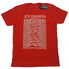 Joy Division T-Shirt - Unknown Pleasures White on Red Design - Unisex Official Licensed Design - Worldwide Shipping - Jelly Frog
