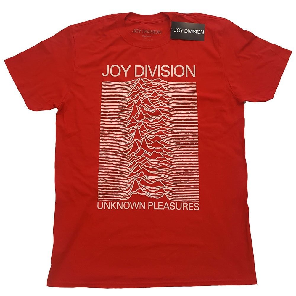 Joy Division T-Shirt - Unknown Pleasures White on Red - Unisex Official Licensed Design - Worldwide Shipping - Jelly Frog