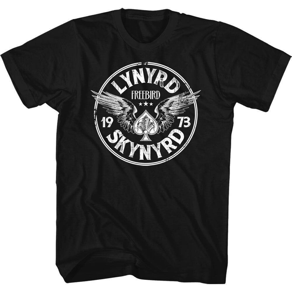 Lynyrd Skynyrd Adult Black T-Shirt - Freebird '73 Wings - Official Licensed Design - Worldwide Shipping - Jelly Frog