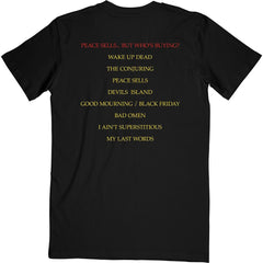 Megadeth Adult T-Shirt - Peace Sells Track List (Back Print) - Official Licensed Design - Worldwide Shipping - Jelly Frog