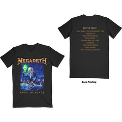Megadeth Adult T-Shirt - Rust in Peace Track List (Back Print) - Official Licensed Design - Worldwide Shipping - Jelly Frog