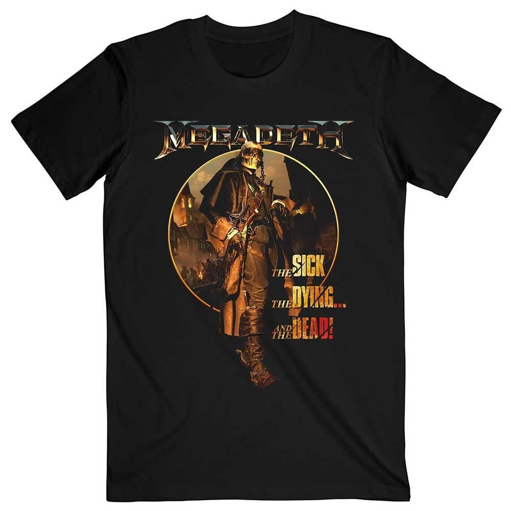 Megadeth Adult T-Shirt - The Sick, The Dying ... And the Dead Circle Album Art - Official Licensed Design - Worldwide Shipping - Jelly Frog