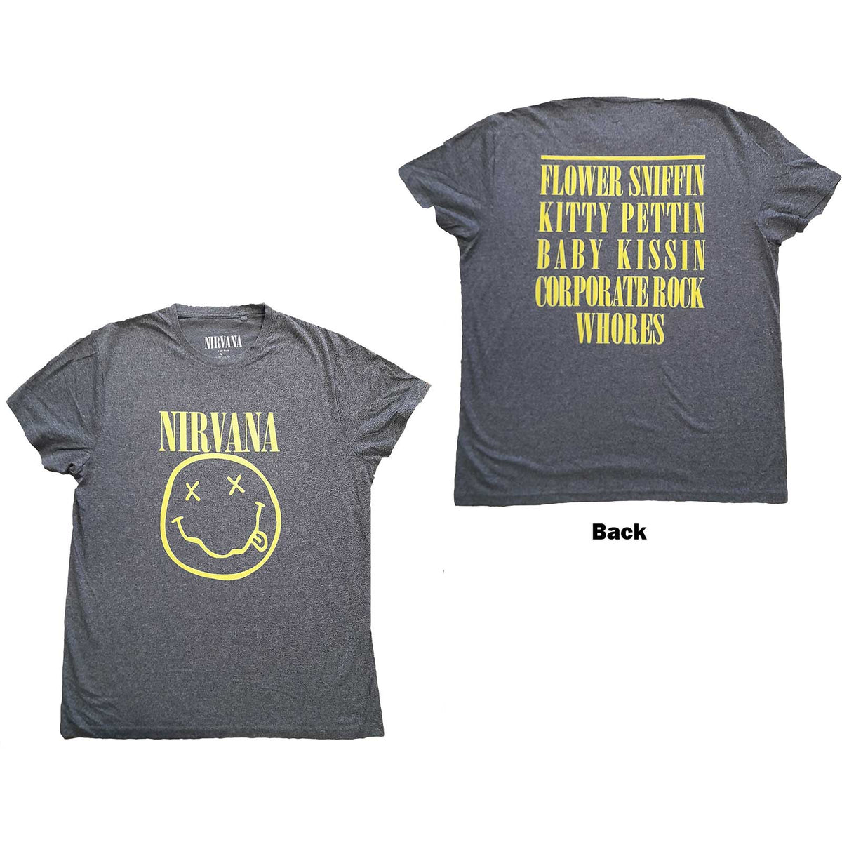 Nirvana Adult T-Shirt - Flower Sniffin (Back Print) - Official Licensed Design - Worldwide Shipping - Jelly Frog