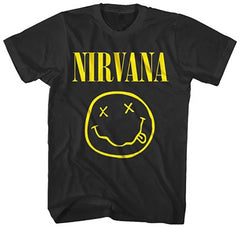 Nirvana Adult T-Shirt - Yellow Smiley Design - Official Licensed Design - Worldwide Shipping - Jelly Frog
