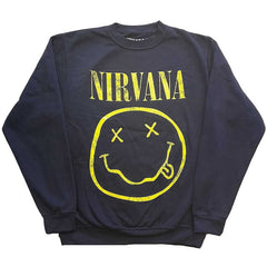 Nirvana Sweatshirt - Yellow Smiley - Navy Official Licensed Design - Worldwide Shipping - Jelly Frog