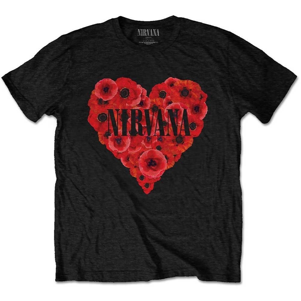 Nirvana Unisex T-Shirt - Poppy Heart - Official Licensed Design - Worldwide Shipping - Jelly Frog
