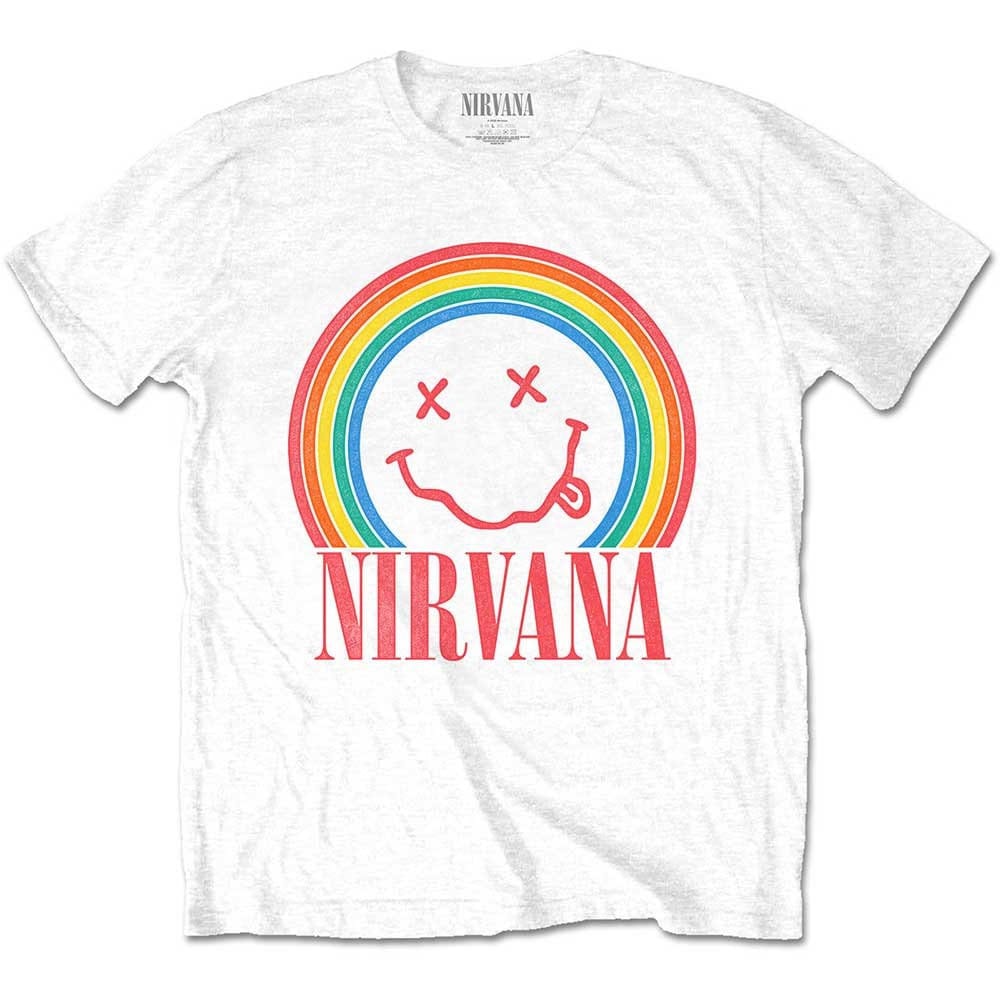 Nirvana Unisex T-Shirt - Smiley Rainbow - Official Licensed Design - Worldwide Shipping - Jelly Frog