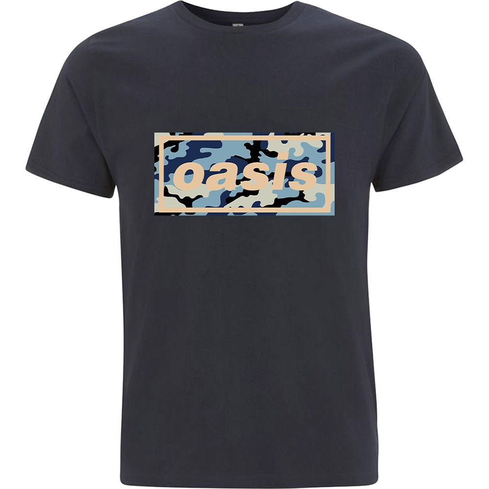 Oasis Adult T-Shirt - Camo Logo - Black Official Licensed Design - Jelly Frog