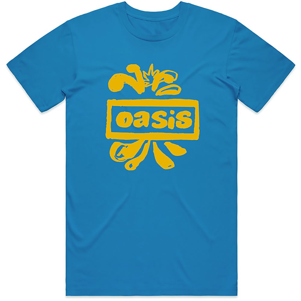 Oasis Adult T-Shirt - Drawn Logo - Blue Official Licensed Design - Jelly Frog