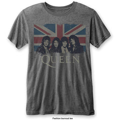 Queen Unisex T-Shirt: Vintage Union Jack (Burnout) - Unisex Official Licensed Design - Worldwide Shipping - Jelly Frog