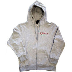 Queen Unisex Zipped Hoodie - Classic Crest (Back Print) - Grey Zip-Up Unisex Official Licensed Design - Worldwide Shipping - Jelly Frog