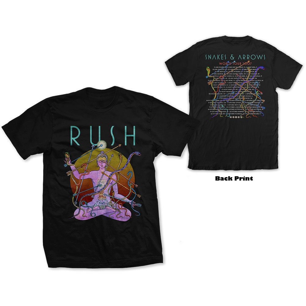 Rush Adult T-Shirt - Snakes & Arrows Tour 2007 (Back Print) - Official Licensed Design - Worldwide Shipping - Jelly Frog