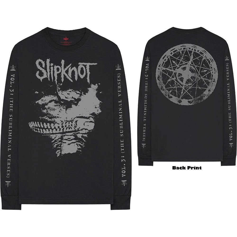 Slipknot Unisex Long Sleeved T-Shirt - Subliminal Verses (Back Print) - Unisex Official Licensed Design - Worldwide Shipping - Jelly Frog