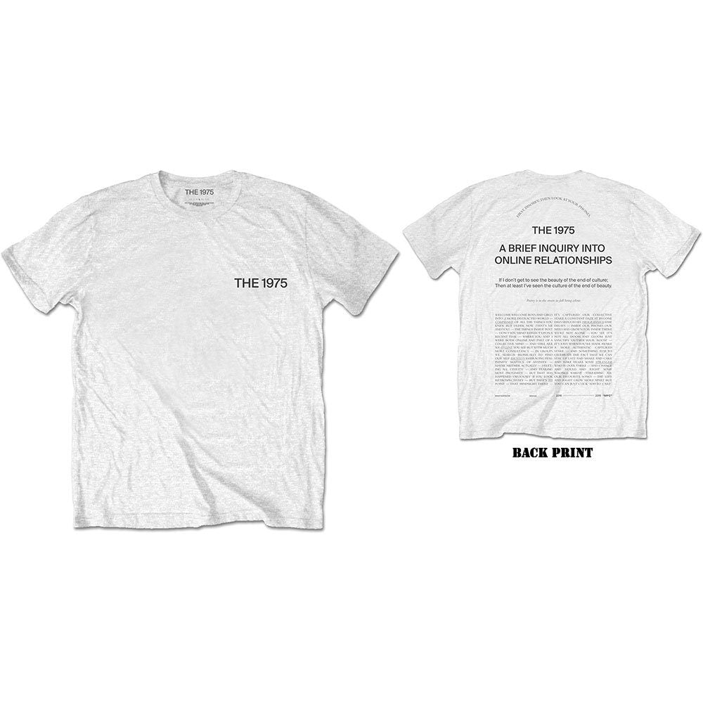 The 1975 Adult T-Shirt - A Brief Inquiry (Back Print) - White Official Licensed Design - Worldwide Shipping - Jelly Frog