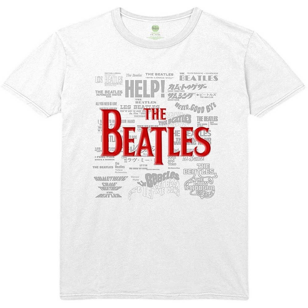 The Beatles T-Shirt - Titles and Logos (Puff Print) - Unisex Official Licensed Design - Worldwide Shipping - Jelly Frog