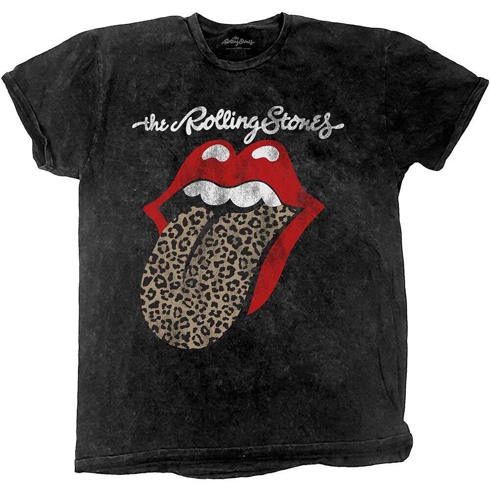 The Rolling Stones Adult T-Shirt - Leopard Tongue (Acid Wash) - Official Licensed Design - Worldwide Shipping - Jelly Frog