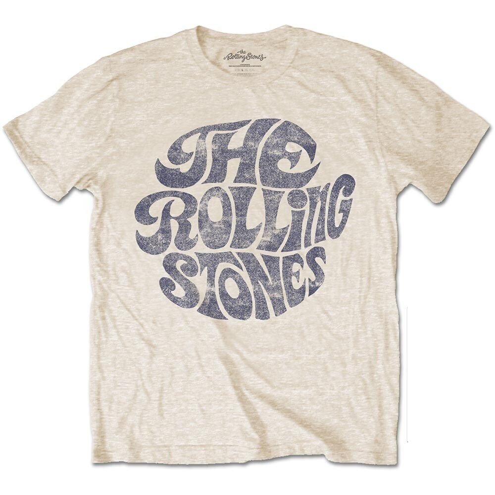 The Rolling Stones Adult T-Shirt - Sand Colour Vintage 70s Logo Design - Official Licensed Design - Worldwide Shipping - Jelly Frog
