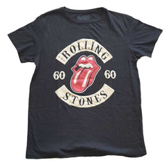 The Rolling Stones Ladies T-Shirt - Sixty Biker Tongue ( Suede Flock) - Official Licensed Design - Worldwide Shipping - Jelly Frog