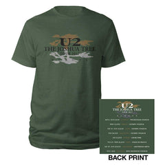 U2 T-Shirt - Joshua Tree 2017 Logo (Back Print) - Green Unisex Official Licensed Design - Worldwide Shipping - Jelly Frog