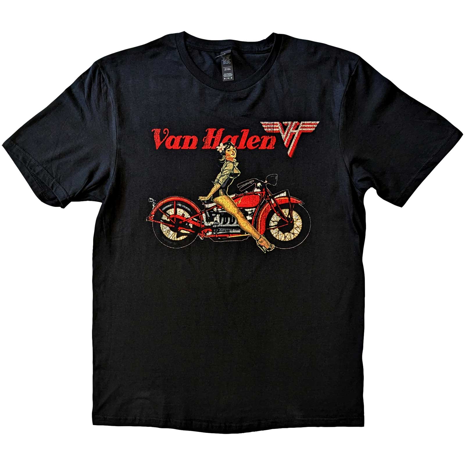 Van Halen Adult T-Shirt - Pin-Up Motorcycle - Official Licensed Design - Worldwide Shipping - Jelly Frog