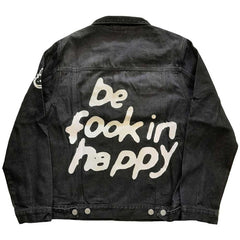 Yungblud Unisex Denim Jacket - Be Fooking Happy (Back and Sleeve Print) - Ladyfit Official Licensed Design - Worldwide Shipping - Jelly Frog